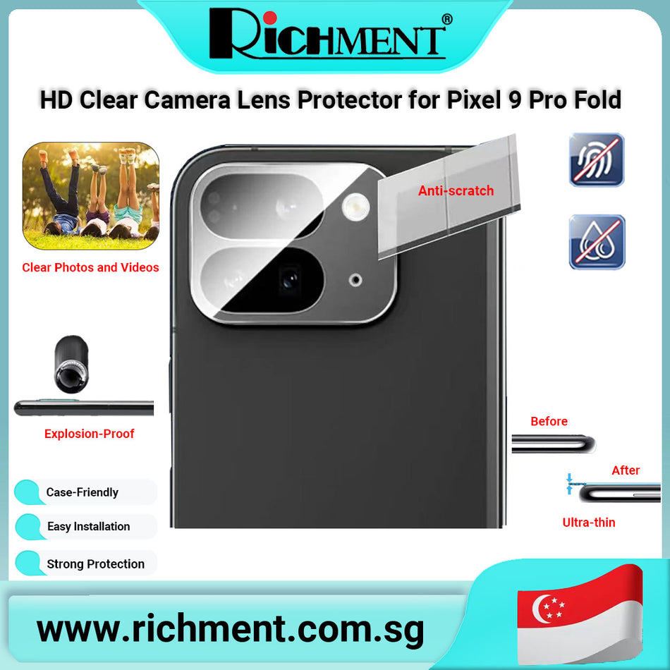 【✅SG Brand🔥】RICHMENT HD Clear & Black Camera Lens Protector for Google Pixel 10 Pro Fold / Pixel 9 Pro Fold – 9H Tempered Glass, Anti-Scratch, Explosion-Proof, Ultra-Thin Slim Fit, Case Friendly, Easy Installation, Protects Against Drops
