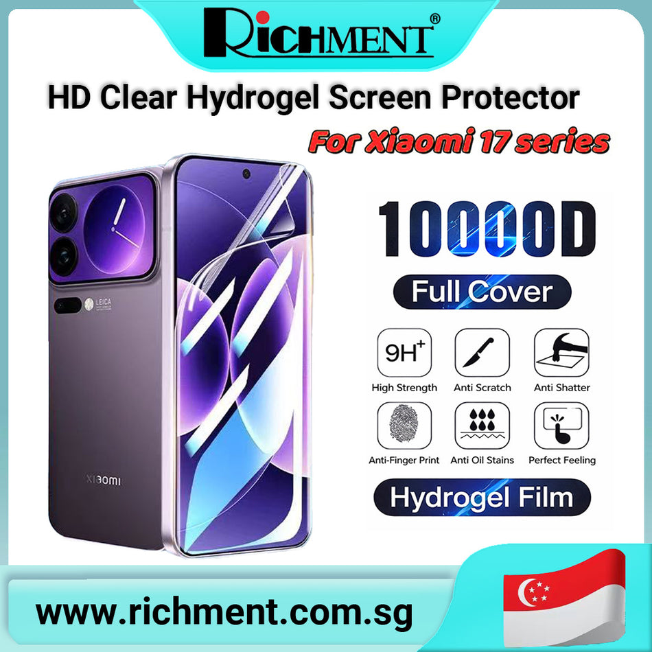 【✅SG Brand🔥】RICHMENT Clear Hydrogel Screen Protector  HD Crystal Clear Film | Fingerprint Unlock Friendly Bubble Free Full Coverage Scratch Resistant Soft Screen Protector for XIAOMI 17/17 Pro/17 Pro Max/17 Ultra