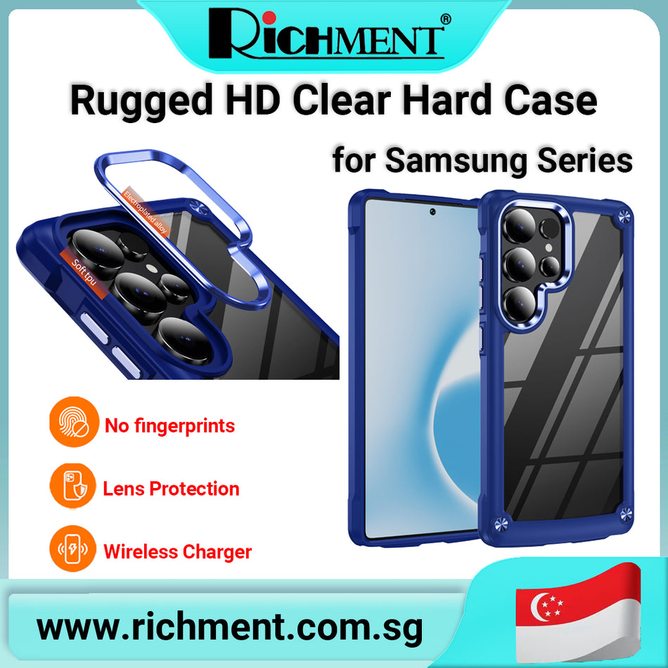 【✅SG Brand🔥】RICHMENT Armor Shield™ Lens-Protect Clear Case for Samsung S22/S23/S24/S25 Series – Shockproof + Wireless Charging Compatible