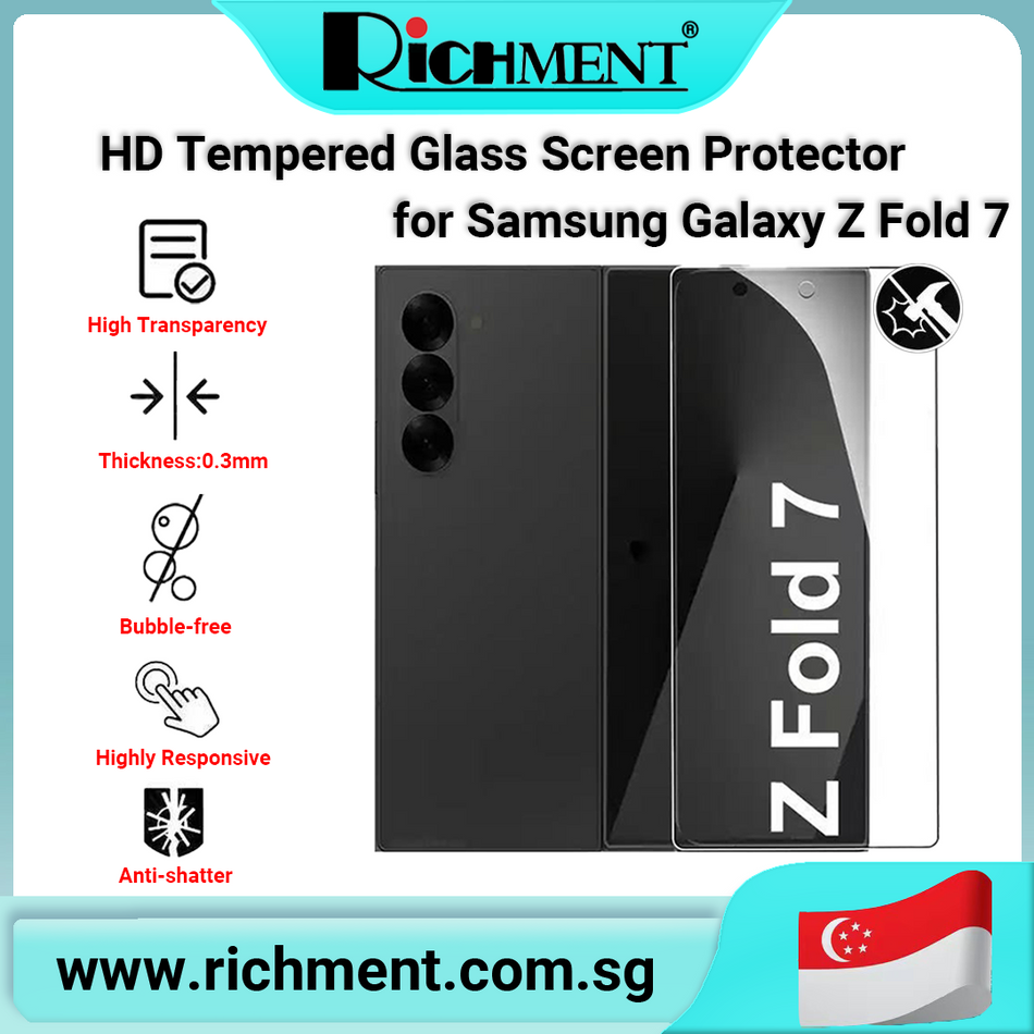 【✅SG Brand🔥】RICHMENT Tempered Glass Screen Protector for Samsung Galaxy Z Fold 7 – 9H Hardness, HD Clear, Anti-Scratch, Anti-Fingerprint, Case Friendly, Easy Installation