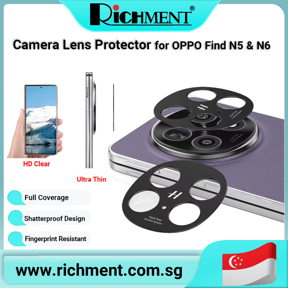 【✅SG Brand🔥】RICHMENT HD Camera Lens Protector for OPPO Find N6/N5 – Full Coverage Tempered Glass, Anti-Scratch, Shatterproof, Smudge-Resistant, Ultra Clear, Easy Installation