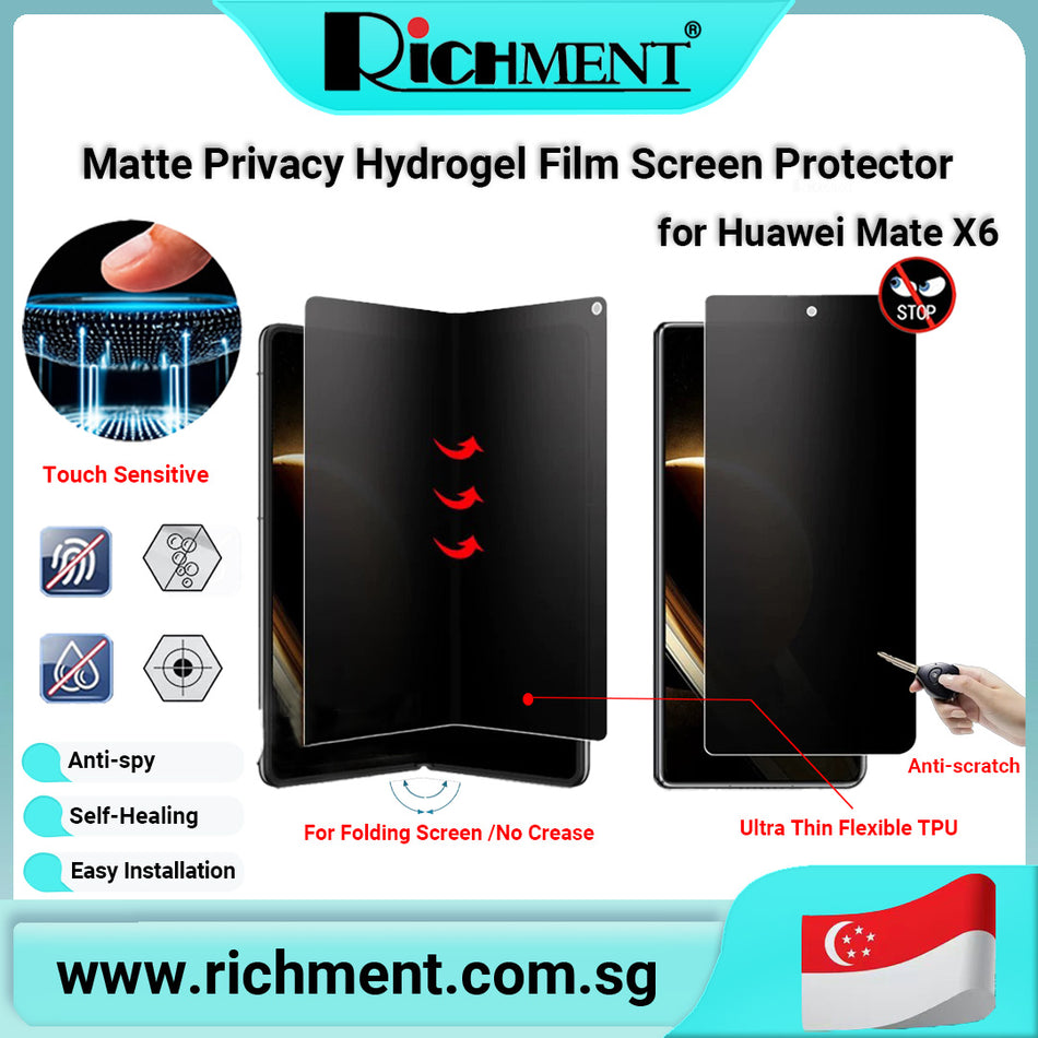 【✅SG Brand🔥】Matte Privacy Hydrogel Screen Protector for Huawei Mate X6 – Anti-Spy Screen Guard with Anti-Glare Finish, Self-Healing Flexible Film, Full Coverage, Anti-Scratch, Ultra-Thin, Case-Friendly Screen Protection for Huawei Mate X6 Smartphone