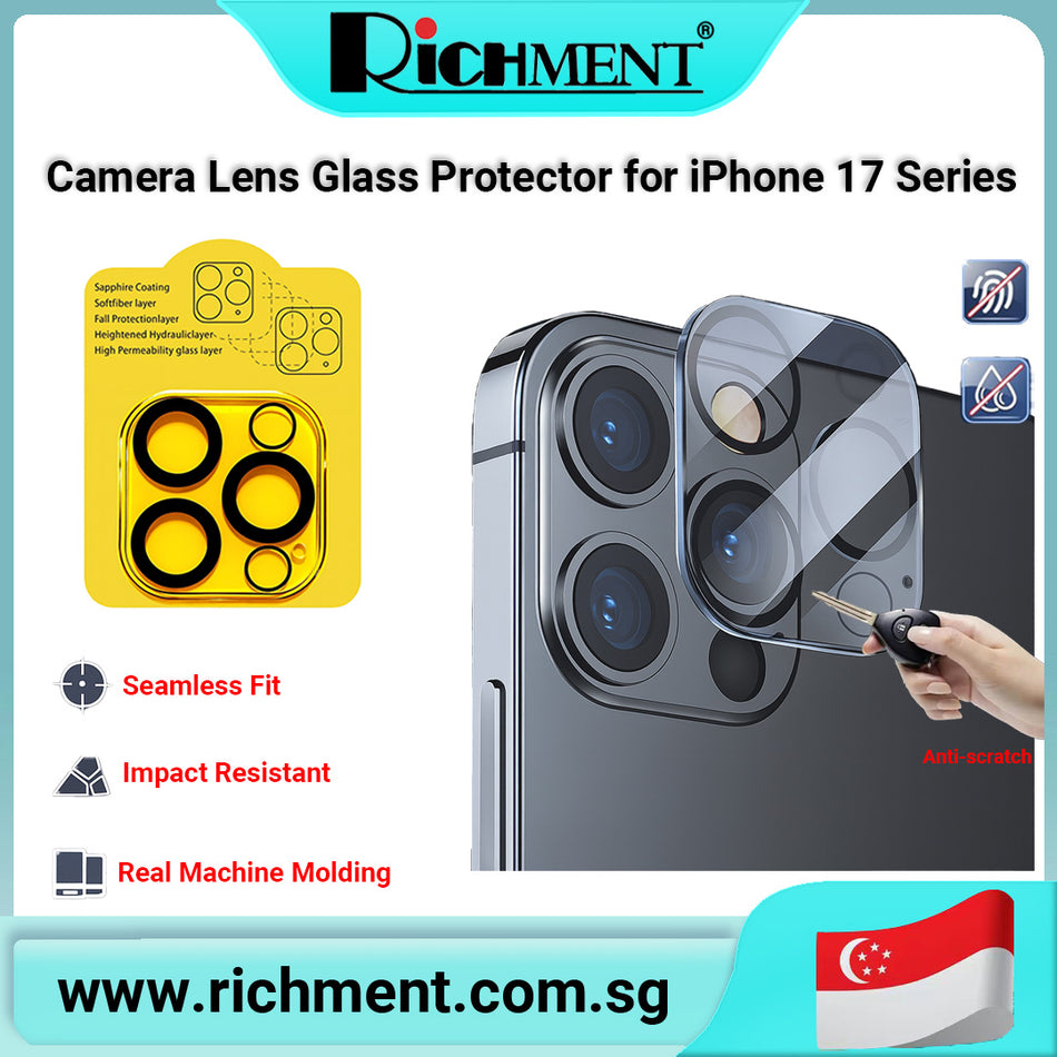 【✅SG Brand🔥】RICHMENT HD Camera Lens Protector for iPhone 17 / 17 Plus / 17 Pro / 17 Pro Max – Diamond Hardness Tempered Glass, Ultra-Thin 0.3mm, Scratch-Resistant, Full Lens Coverage, Anti-Fingerprint, High Transparency