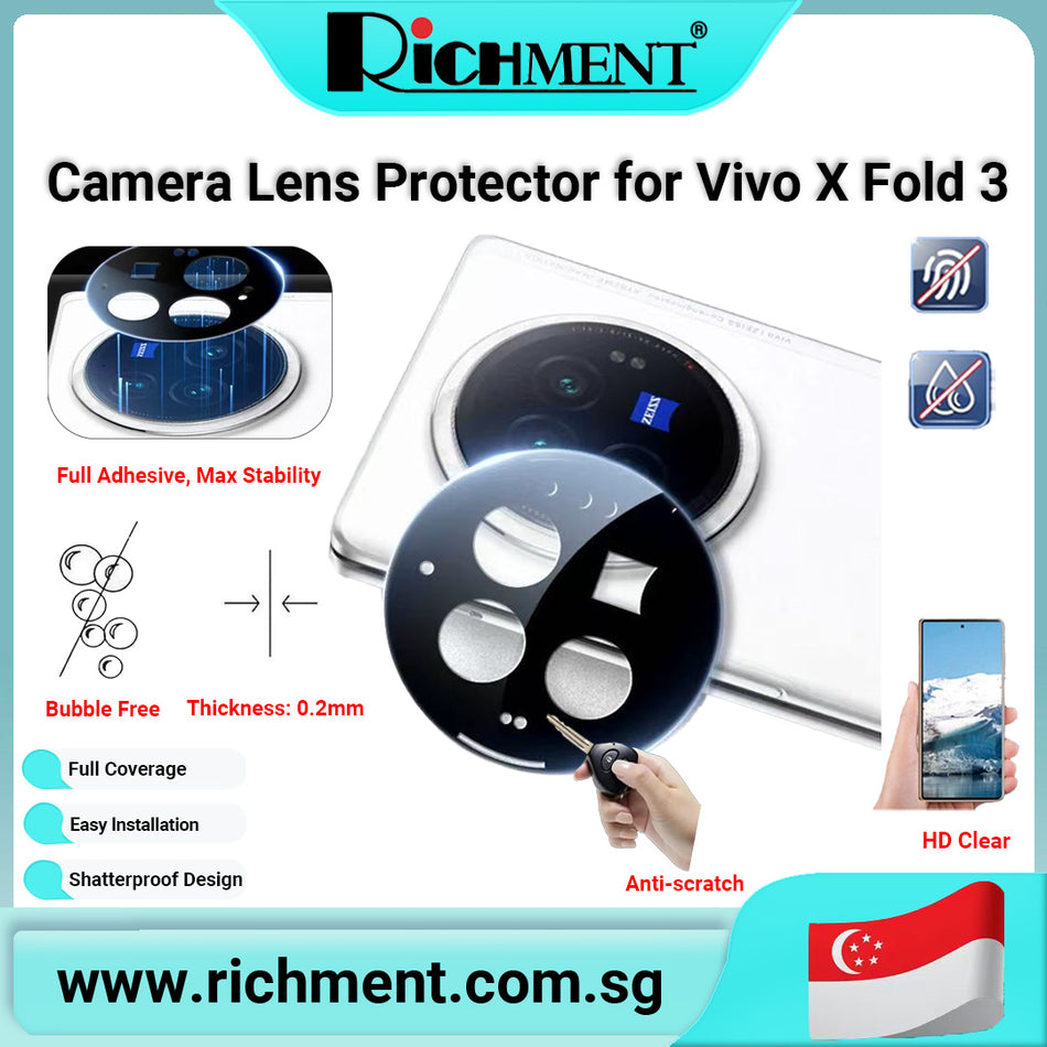 【✅SG Brand🔥】RICHMENT HD Camera Lens Protector for Vivo X Fold 3 – Premium 9H Tempered Glass with AR Coating, Scratch & Impact Resistant, Anti-Fingerprint, High Transparency, Nano Adhesion, Ultra-Thin 0.2mm, Case-Friendly, Easy Bubble-Free Installation