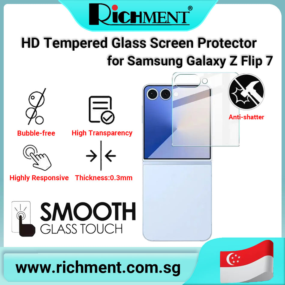 【✅SG Brand🔥】RICHMENT Tempered Glass Screen Protector for Samsung Galaxy Z Flip 7 – 9H Hardness, Ultra HD Clarity, Anti-Scratch, Bubble-Free, Case Friendly