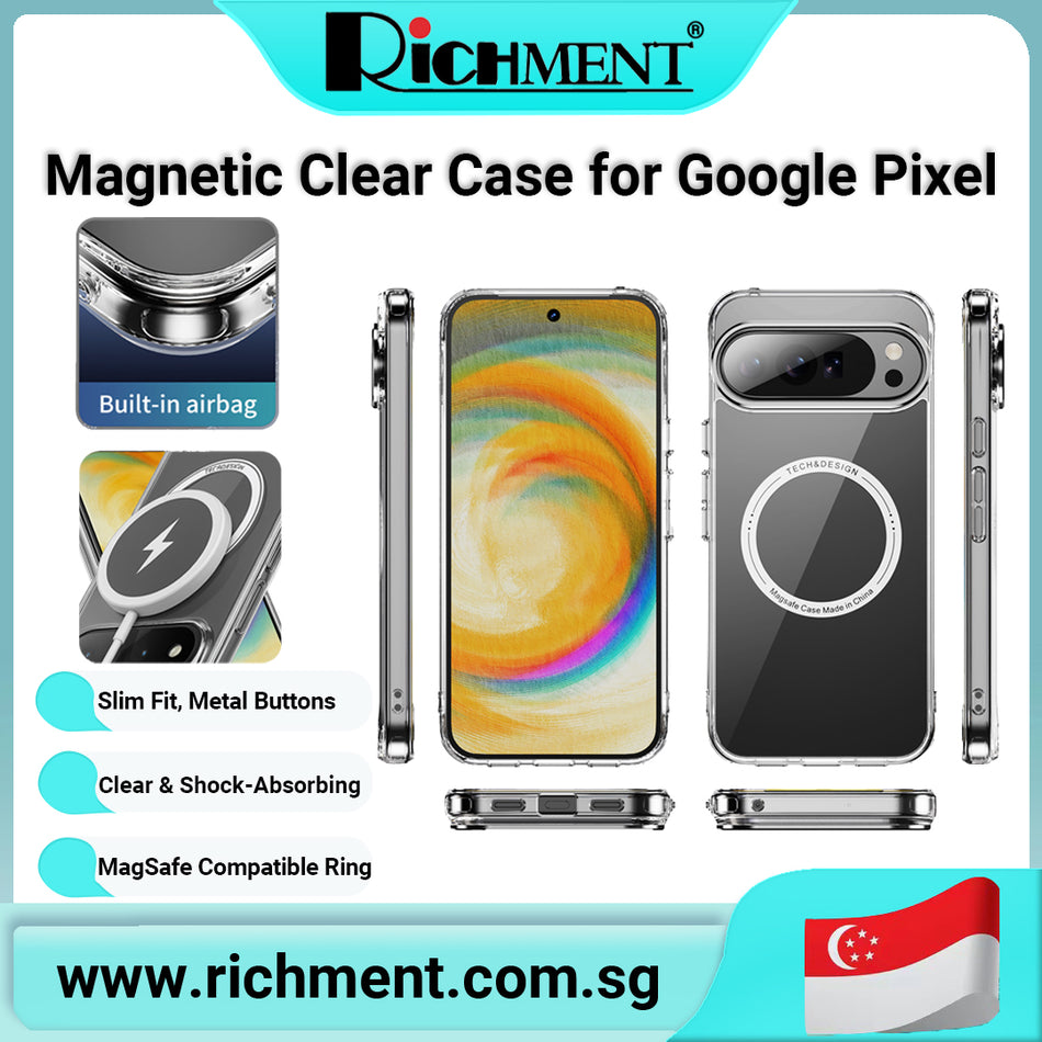 【✅SG Brand🔥】RICHMENT Magnetic Clear Case for Google Pixel 8/8 Pro/8A/9/9 Pro/9 Pro XL – Shockproof & Slim Design