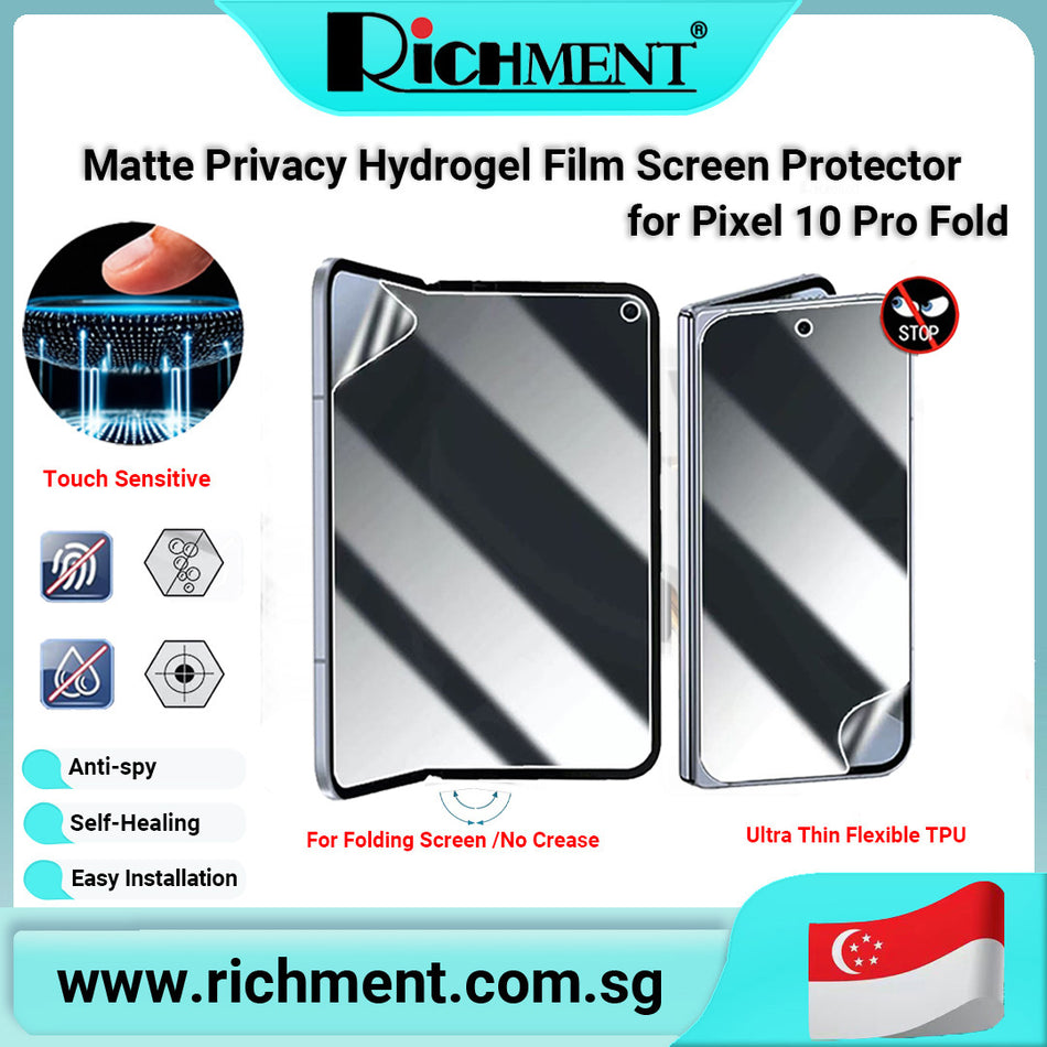 【✅SG Brand🔥】RICHMENT Matte Privacy Hydrogel Screen Protector for Google Pixel 9 Pro Fold / Pixel 10 Pro Fold – Anti-Spy 35° Viewing Angle, Anti-Fingerprint, Self-Healing Nano Film, Scratch Resistant, Ultra-Thin Full Coverage, Case Friendly