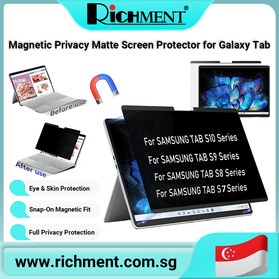 【✅SG Brand🔥】RICHMENT Magnetic Privacy Matte Screen Protector for  Samsung Tab S10/S9/S8/S7 Series
