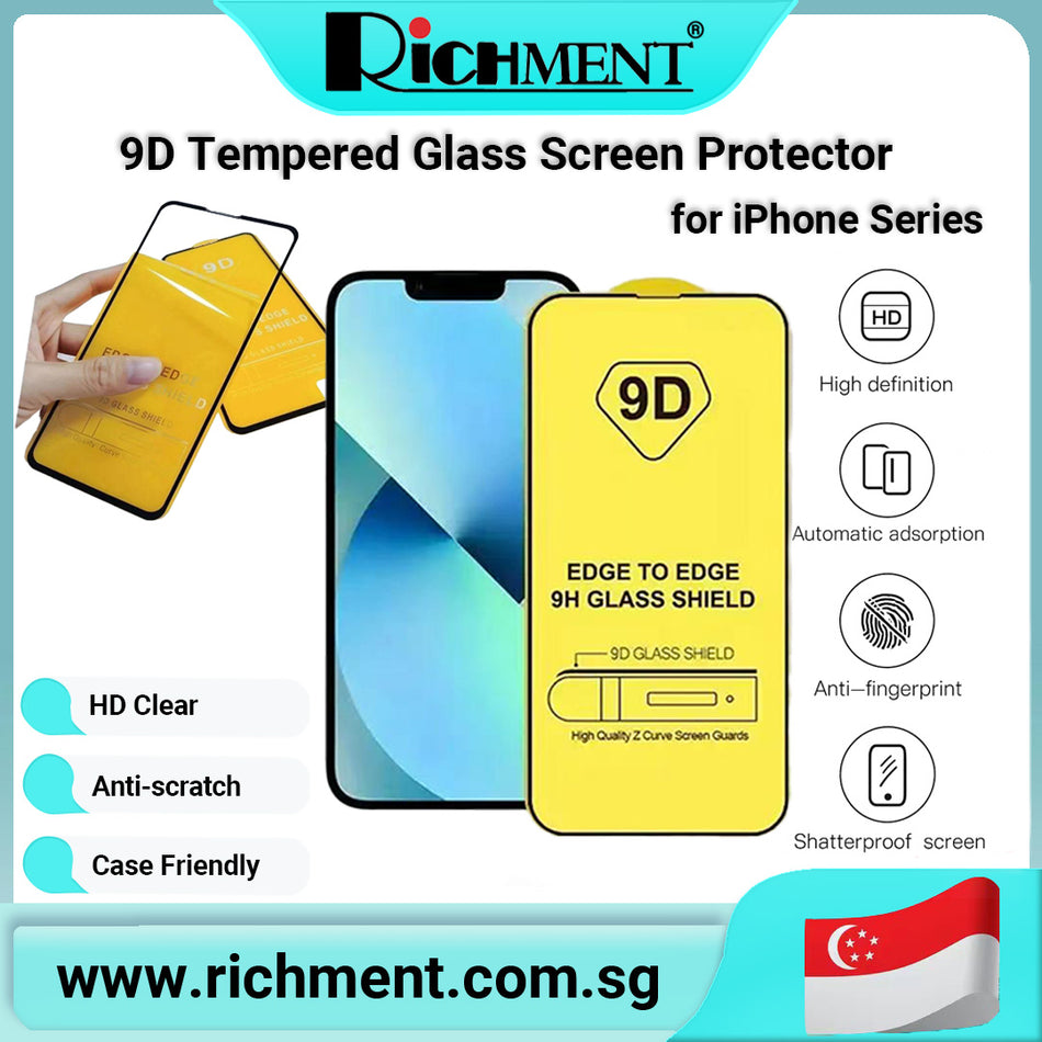 【✅SG Brand🔥】RICHMENT 9D Tempered Glass Screen Protector for iPhone 17 / 17 Air / 17 Pro / 17 Pro Max – Edge-to-Edge Full Coverage, 9H Hardness, Anti-Fingerprint, Explosion-Proof, HD Ultra Clear, Case Friendly, Bubble-Free Easy Installation