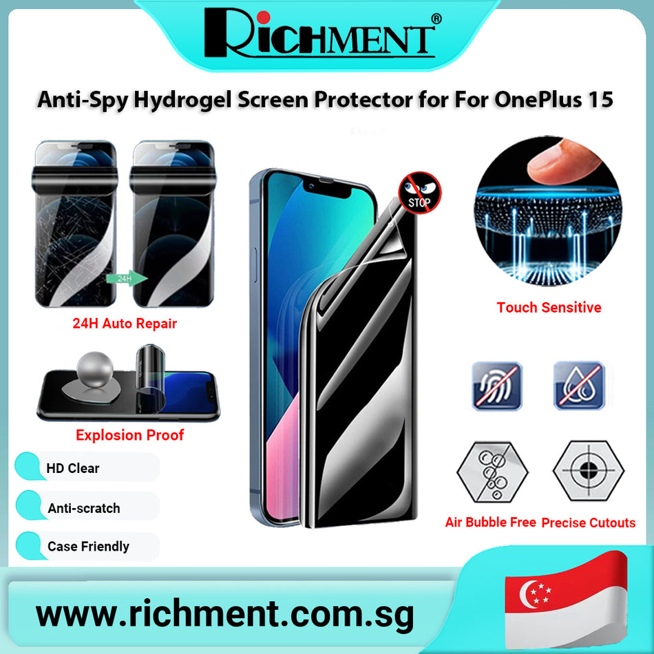 【✅SG Brand🔥】RICHMENT Hydrogel Screen Protector  — Matte Anti-Glare & Privacy Option, Shatterproof, 24-Hour Self-Healing, HD Clarity, Anti-Fingerprint, Full Coverage Design, Bubble-Free Application for OnePlus 15