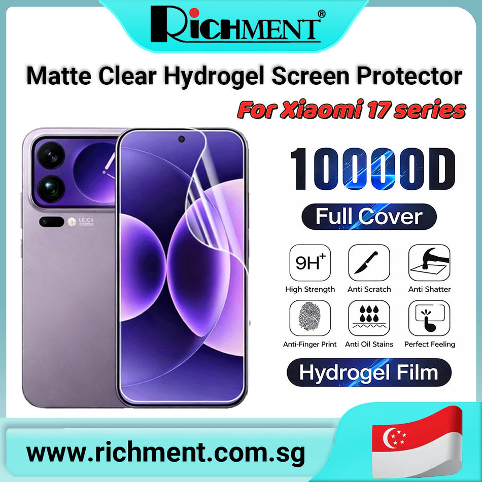 【✅SG Brand🔥】RICHMENT  Matte Hydrogel Screen Protector Frosted Anti-Glare Film | Fingerprint Unlock Friendly | Bubble Free Full Coverage Scratch Resistant Soft for XIAOMI 17/17 Pro/17 Pro Max/17 Ultra