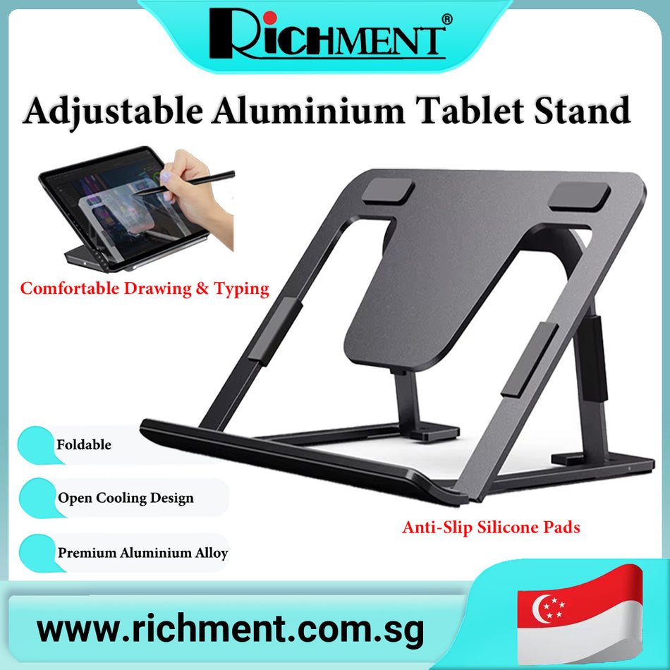 【✅SG Brand🔥】Richment Tablet Stand Adjustable & Foldable, Slim Portable Aluminum Tablet Holder for iPad Pro/Air/Mini