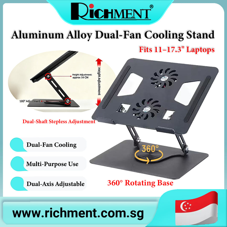 【✅SG Brand🔥】RICHMENT Aluminium alloy laptop stand, , height-adjustable cooling stand, iPad stand, tablet stand, desktop