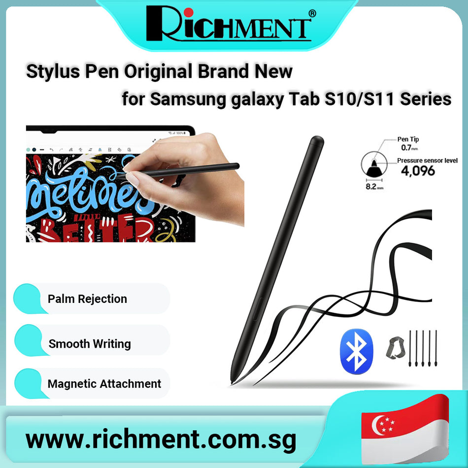 【✅SG Brand🔥】RICHMENT Stylus Pen Original Brand New for Samsung Galaxy Tab S10/S11 Plus/Ultra with Bluetooth, 0.7mm Fine Tip, 4096 Pressure Levels, Air Command Control, Magnetic Charging, Pressure Sensitive Drawing & Writing