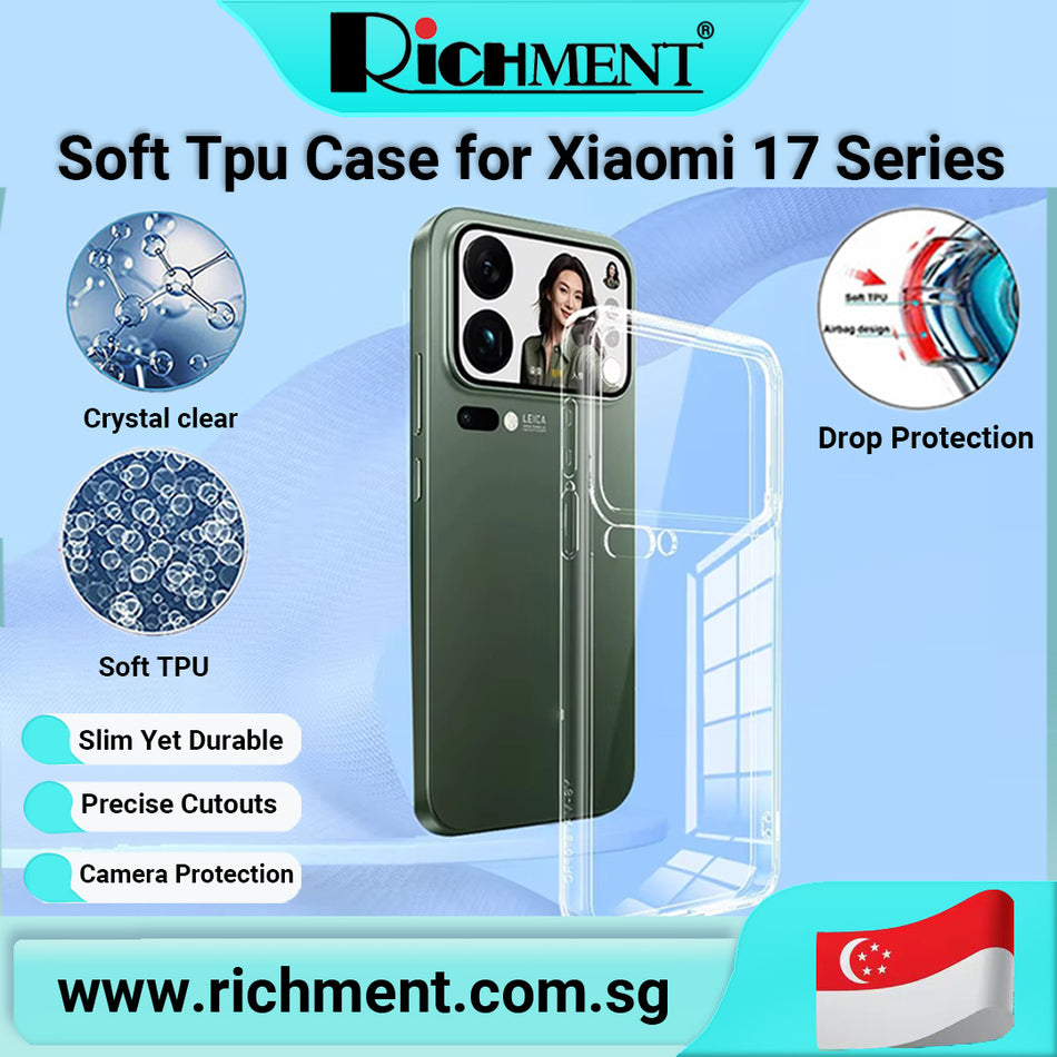 【✅SG Brand🔥】RICHMENT Transparent Soft TPU Phone Case Clear Shockproof Protective Cover Ultra-Thin Anti-Yellowing Scratch-Resistant Phone Case for XIAOMI 17/17 Pro/17 Pro Max/17 Ultra