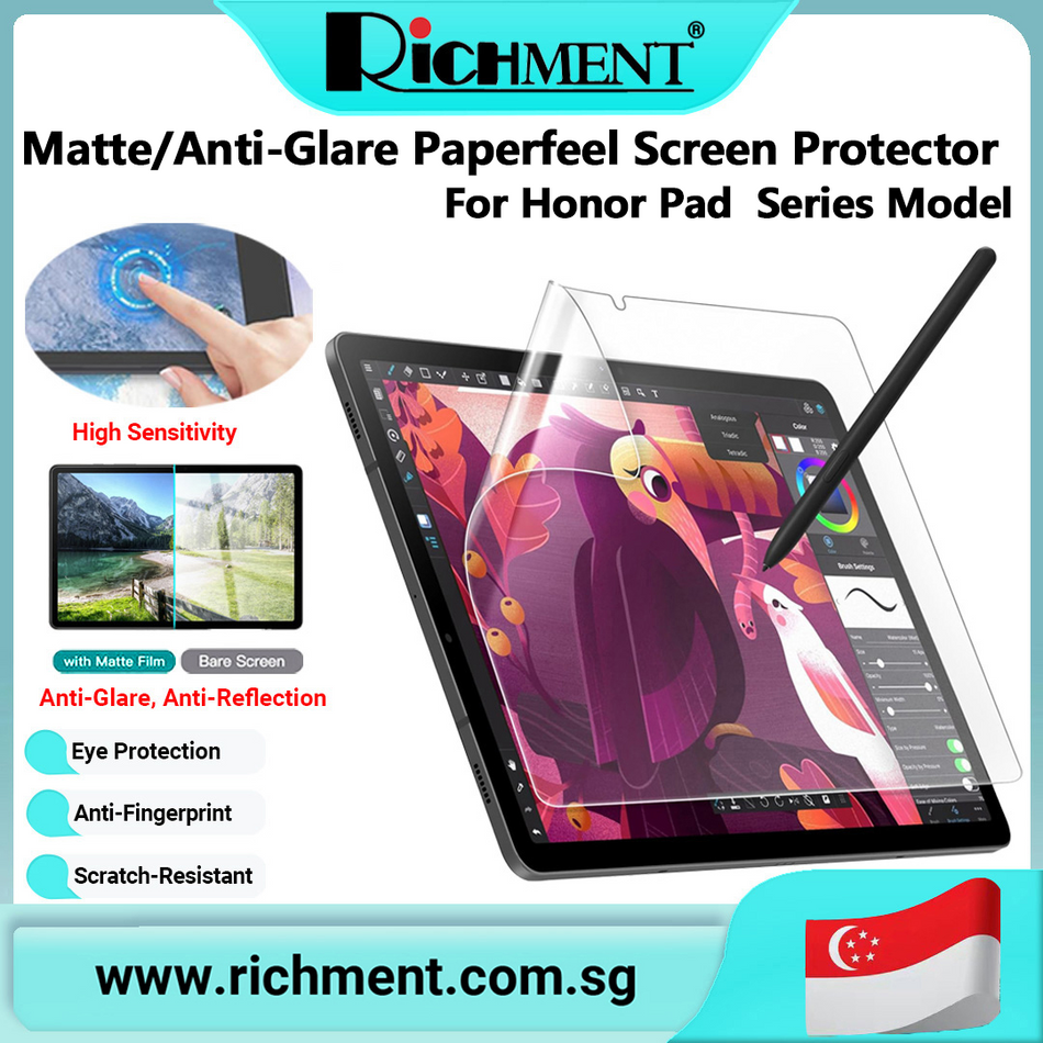 【✅SG Brand🔥】RICHMENT Paperfeel Matte Screen Protector for Honor Pad V9 11.5” – Anti-Glare, No-Slip Texture, Scratch Resistant, Eye Protection, Easy Installation