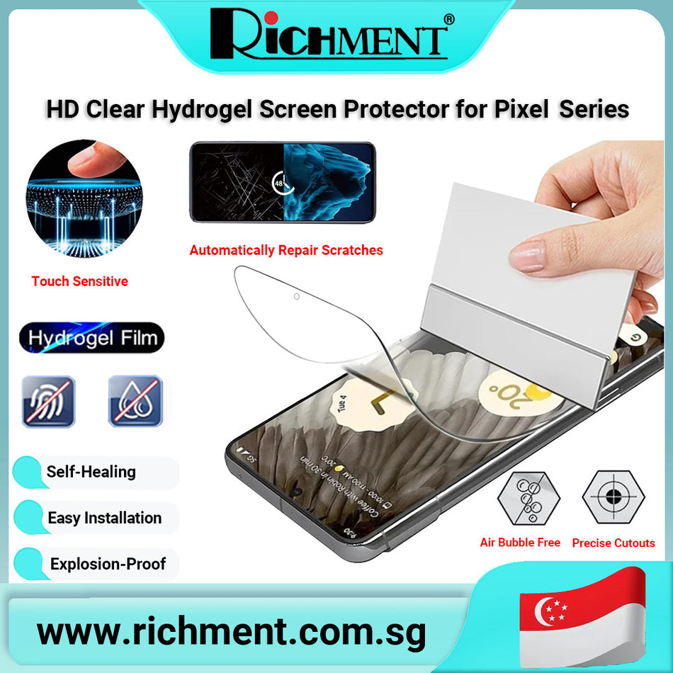 【✅SG Brand🔥】RICHMENT Hydrogel Screen Protector for Google Pixel 8/8 Pro/8A/ 9/9 Pro/9 Pro XL/ 10/10 A/10 Pro/10 Pro XL  HD Clear Matte Anti-Spy Privacy Soft Film Full Coverage Self-Healing Nano Coating Anti Fingerprint Scratch Resistant Bubble Free