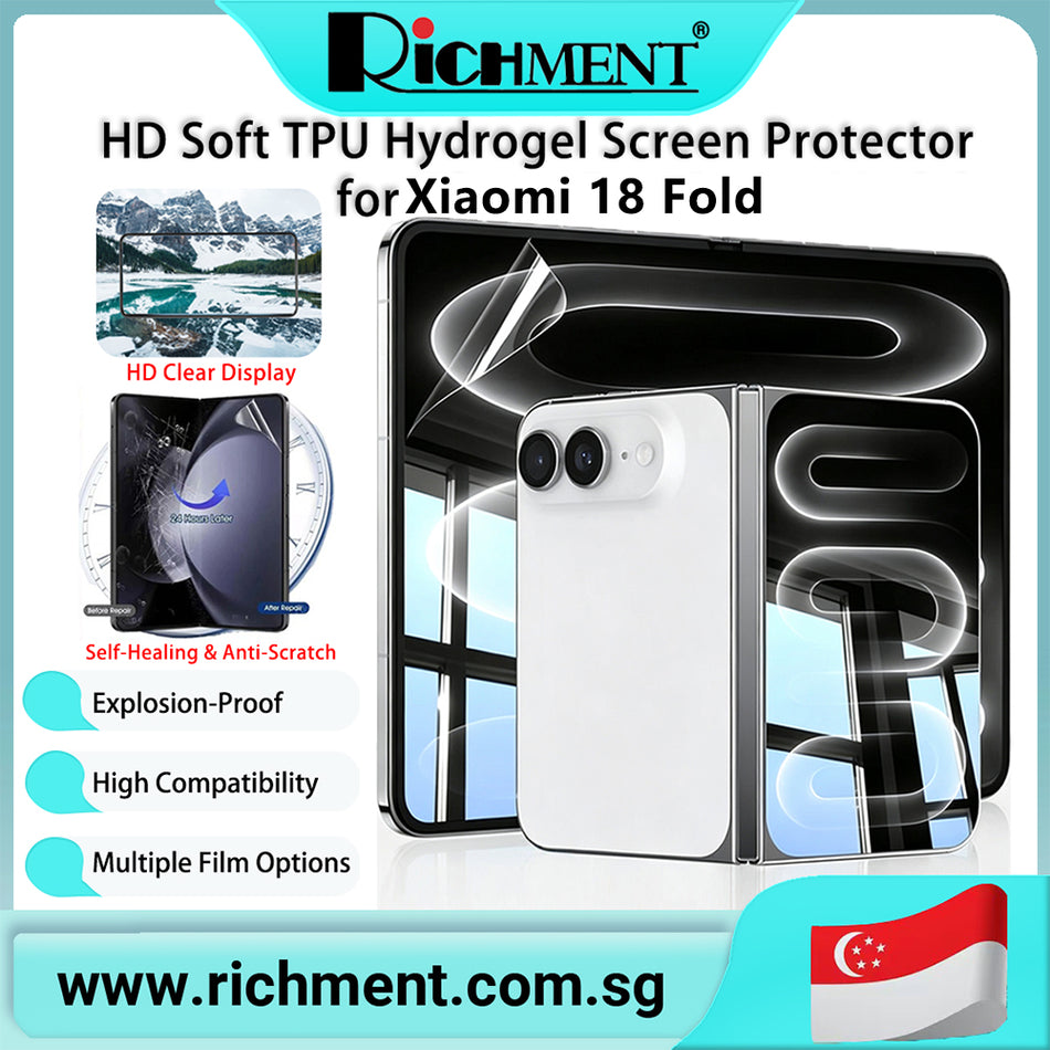【✅SG Brand🔥】RICHMENT HD Clear/Matte Hydrogel film Anti-Fingerprint HD Clarity Screen Protector for Xiaomi 18 Fold  24-Hour Self-Healing, HD Clarity, Anti-Fingerprint, Full Coverage Design, Bubble-Free Application