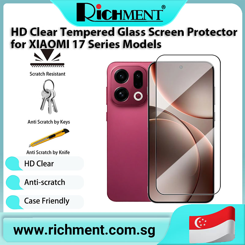 【✅SG Brand🔥】RICHMENT HD Clear Fingerprint Unlock, Full Coverage,Tempered Glass Screen Protector for XIAOMI 17T/17T PRO