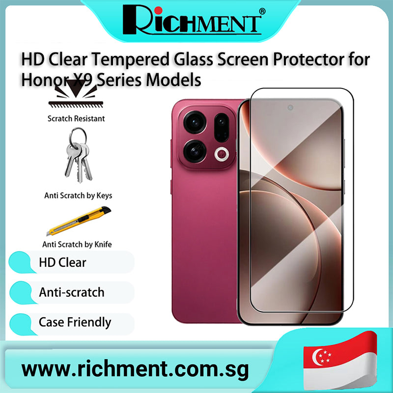 【✅SG Brand🔥】RICHMENT HD Clear Fingerprint Unlock Tempered Glass Screen Protector Full-coverage for Honor X9C/Honor X9D