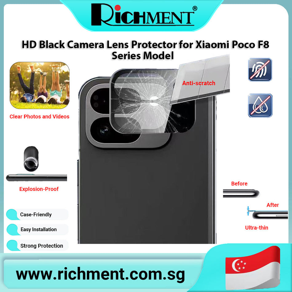 【✅SG Brand🔥】RICHMENT Camera Lens Protector for Xiaomi Poco F8 Pro/F8 Ultra 9H Tempered Glass HD Clear Ultra Thin Full Coverage Anti Scratch Shockproof Strong Adhesion Bubble Free Case Friendly Camera Lens Protection Film