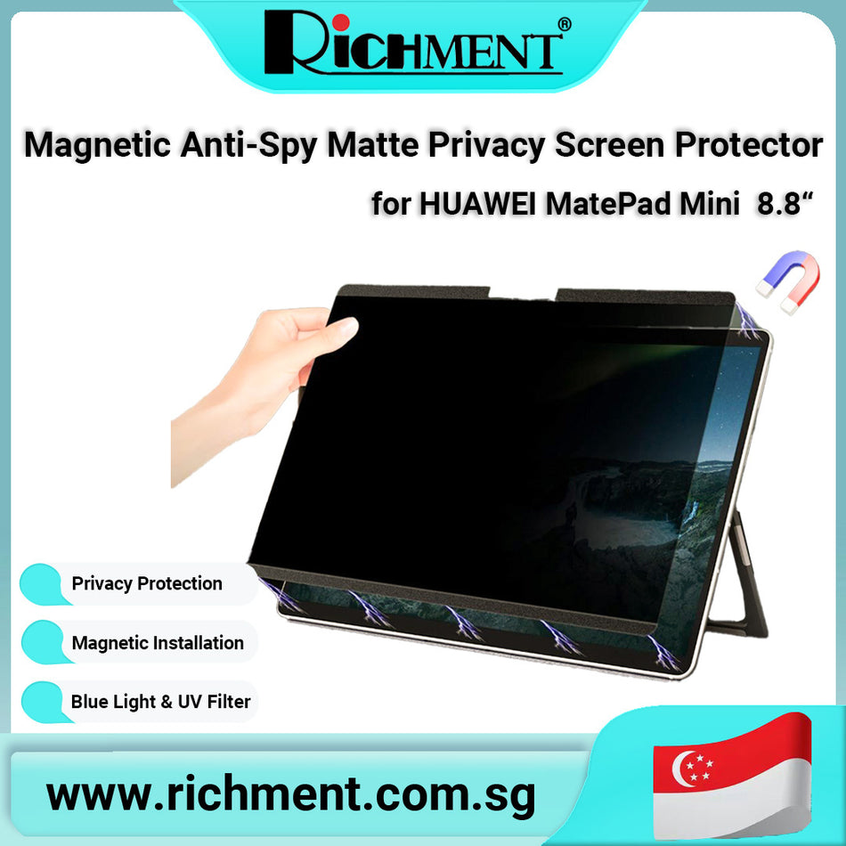 【✅SG Brand🔥】RICHMENT Magnetic Privacy Screen Protector for Huawei MatePad Mini 8.8‘’ – Paperfeel Matte Finish, Anti-Glare, Eye Protection, Bubble-Free Installation