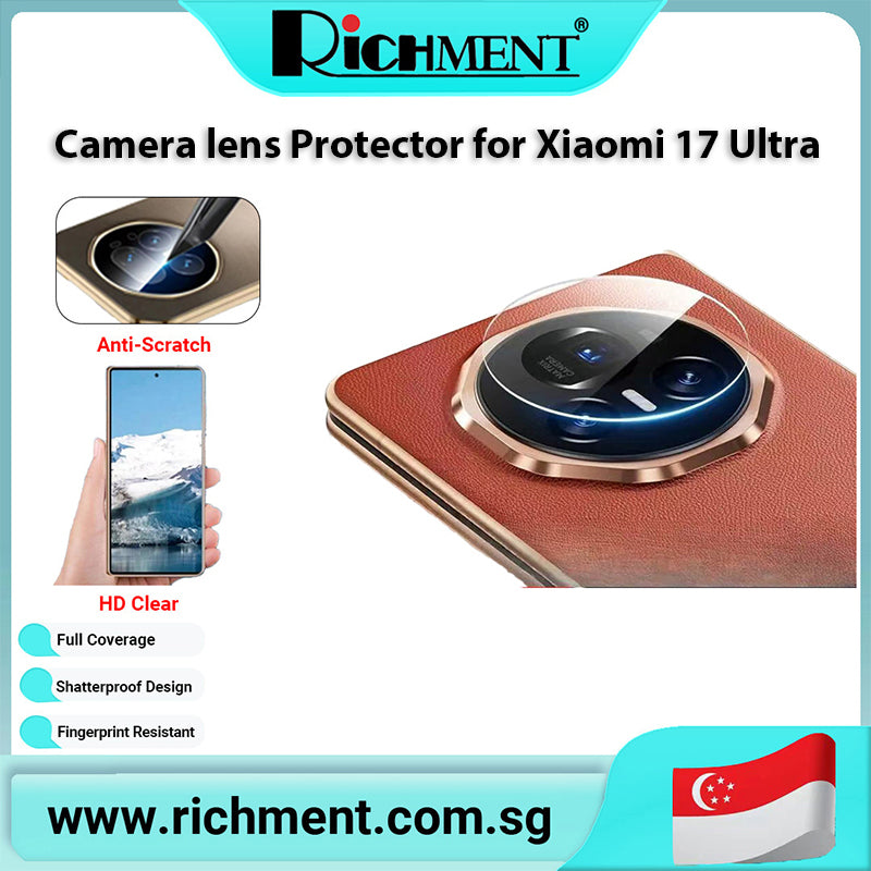 【✅SG Brand🔥】RICHMENT HD Clear Silk-Printed Camera Lens Protector | Full Coverage Lens Glass | Scratch Resistant Anti-Fingerprint Precise Cut Camera Protection for Xiaomi 17 Ultra