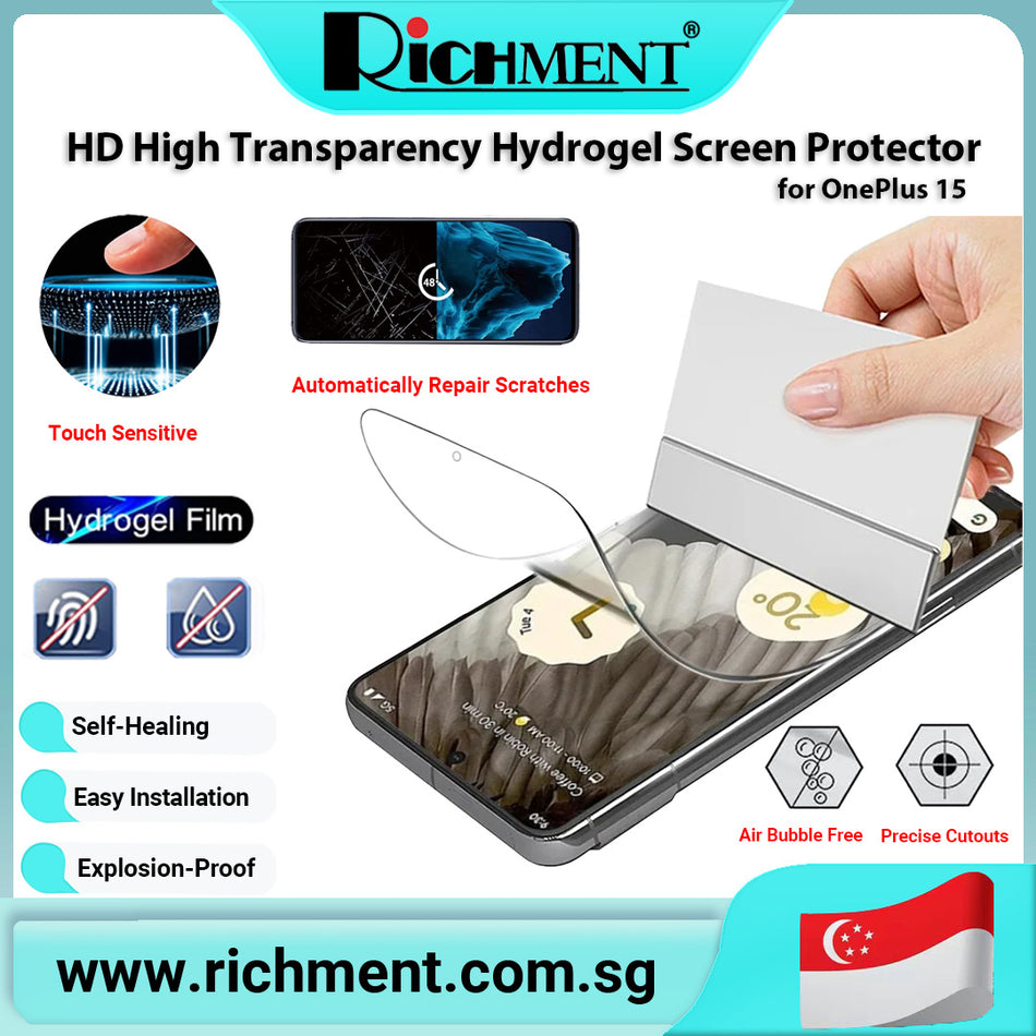 【✅SG Brand🔥】RICHMENT  Hydrogel HD High-Transparency Screen Protector — Shatter-Resistant, 24-Hour Self-Healing, Crystal-Clear Vision, Anti-Fingerprint, Full-Coverage Design, Bubble-Free Application for OnePlus 15