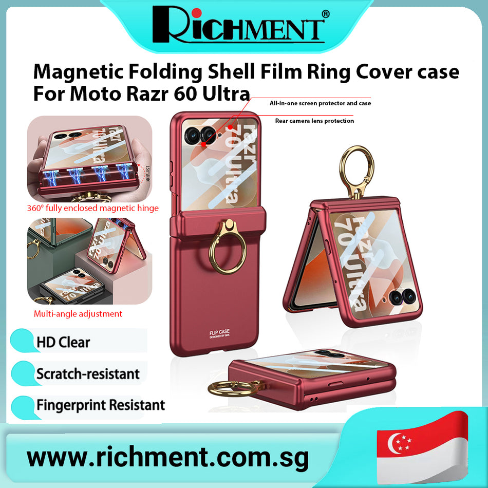 【✅SG Brand🔥】RICHMENT Magnetic Ring Holder Case Matte Folding Hinge Protective Cover For Motorola Razr 70 Ultra/60 Ultra