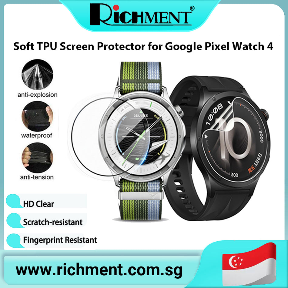 【✅SG Brand🔥】RICHMENT Screen Protector For Google Pixel Watch 4 (41 mm)45mm Anti-scratch TPU Hydrogel Fim HD Cear