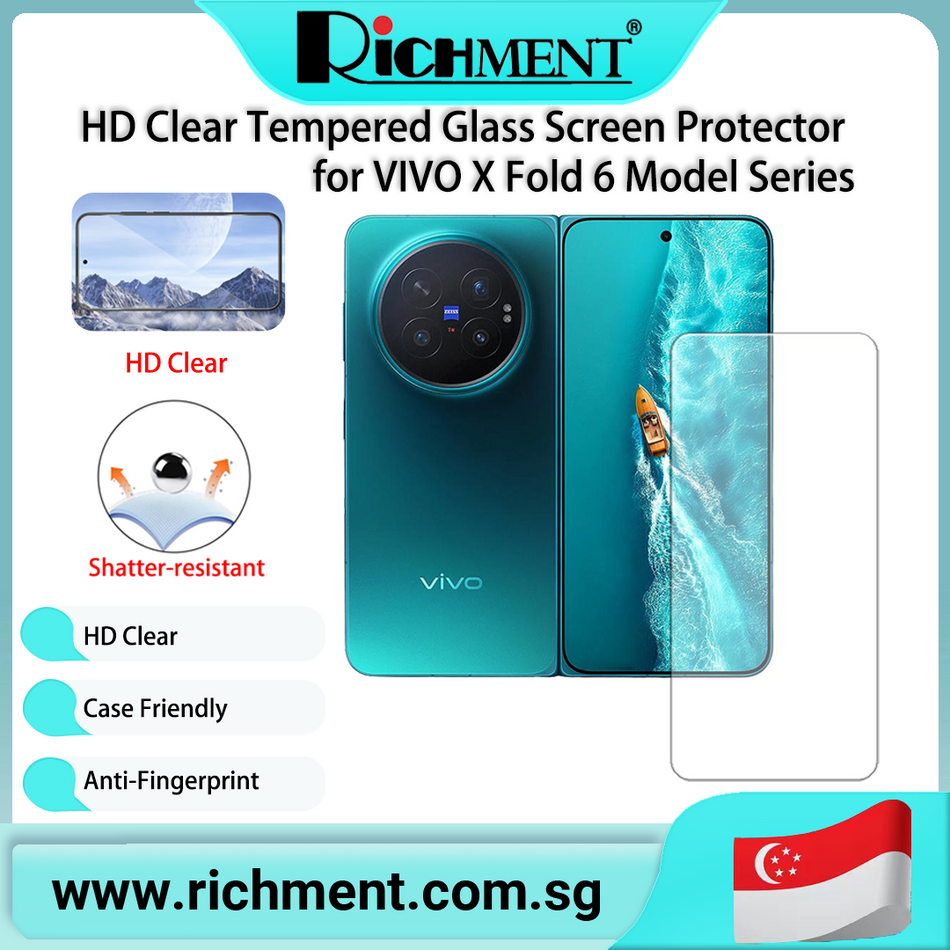 【✅SG Brand✅】RICHMENT  HD Clear Tempered Glass Screen Protector film No bubbles Full Coverage  For VIVO X Fold 6