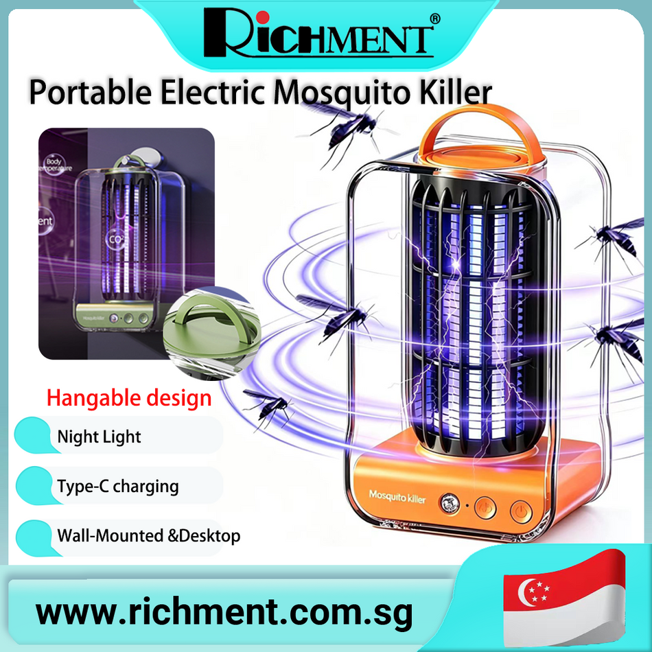 【✅SG Brand🔥】RICHMENT The Ultimate Mosquito-Killing Tool UV Light Mosquito Killer Electric Home Portable Fly Trap Fast Charging Camping Mosquito Killer With Night Light Trap Killer