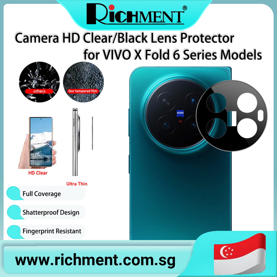 【✅SG Brand🔥】RICHMENT HD Clear/Black Clear Anti-Scratch Waterproof Full-coverage  Camera Lens Protector for VIVO X Fold 6