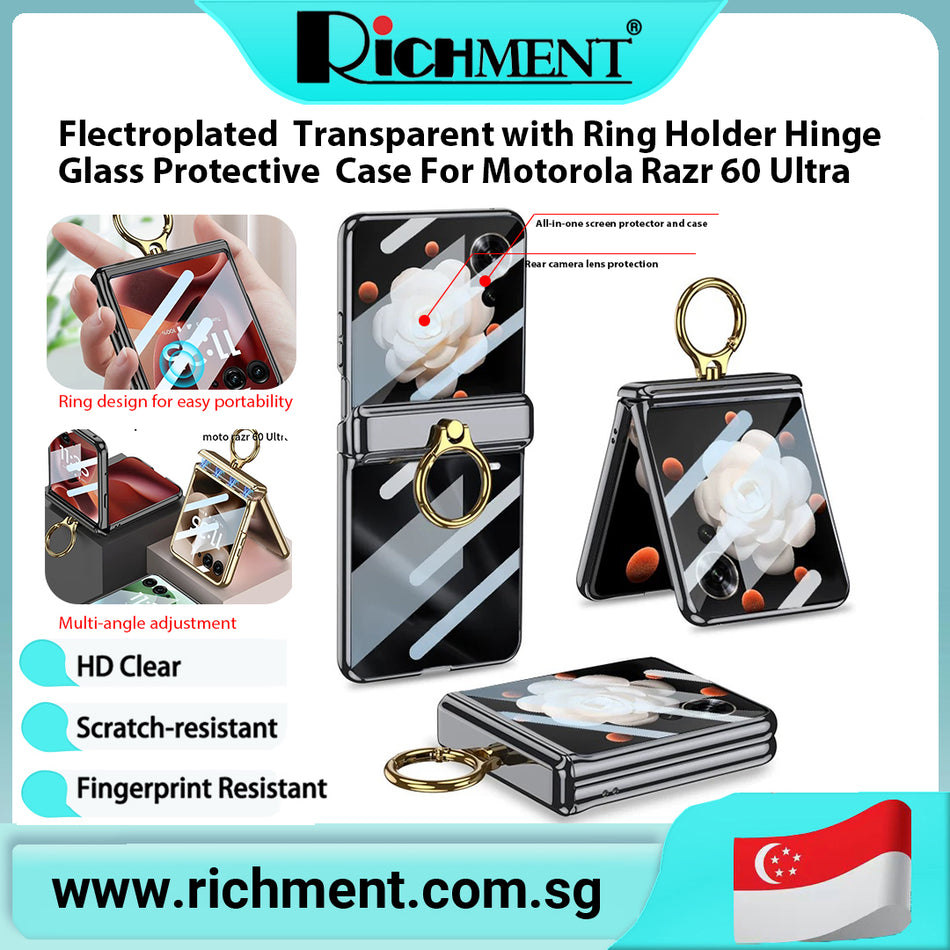 【✅SG Brand🔥】RICHMENT  Luxury Electroplated Full Hinge Protection Transparent  Case Camera for MT-Razr 60 ULTRA/70  ULTRA