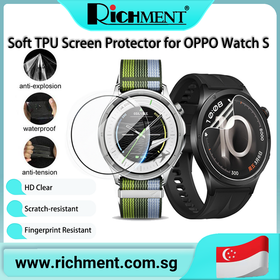 【✅SG Brand🔥】RICHMENT Screen Protector For oppo watch s 45mm  Anti-scratch Hydrogel Fim HD Cear Full Coverage Soft