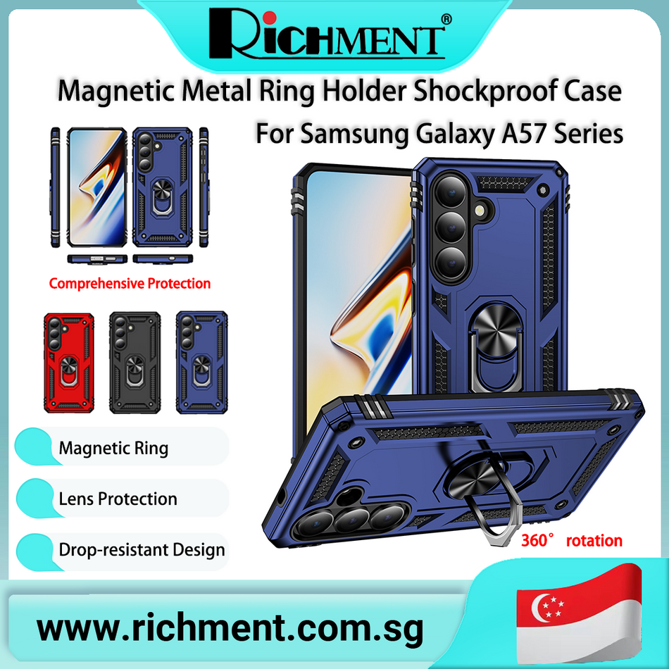 【✅SG Brand🔥】RICHMENT 360° Rotate Magnetic Ring Stand Shockproof Protective Phone Case for Samsung Series A07 A17 A57 A27 A377