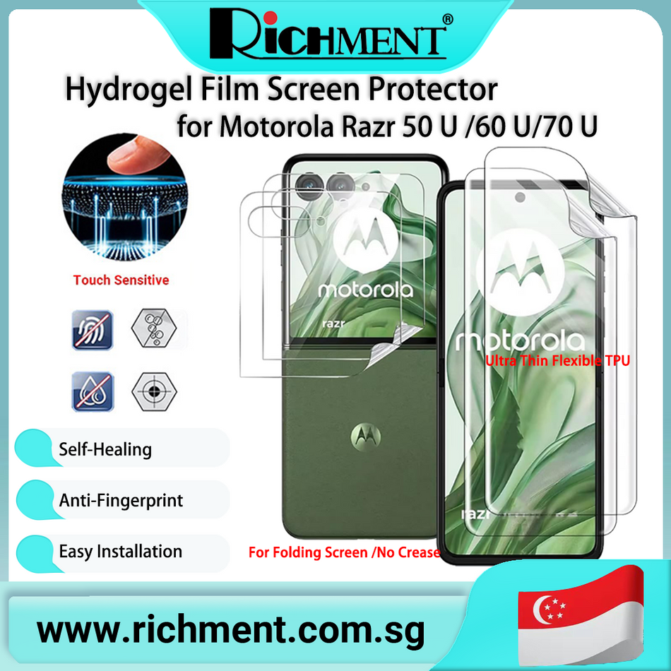 【✅SG Brand🔥】RICHMENT Soft TPU HD Clear/Matte/Privacy Hydrogel Film Screen protector for  Motorola Razr 50 Ultra/Motorola Razr 60 Ultra/Motorola Razr 70 Ultra