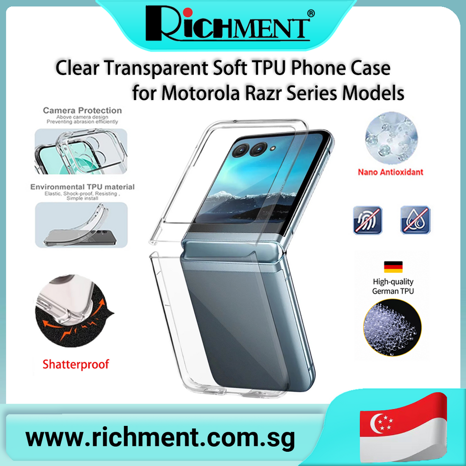 【✅SG Brand🔥】RICHMENT Transparent PC Full-coverage Attraction  Anti-yellow Casing Case for  Motorola Razr 50 Ultra/Motorola Razr 60 Ultra/Motorola Razr 70 Ultra