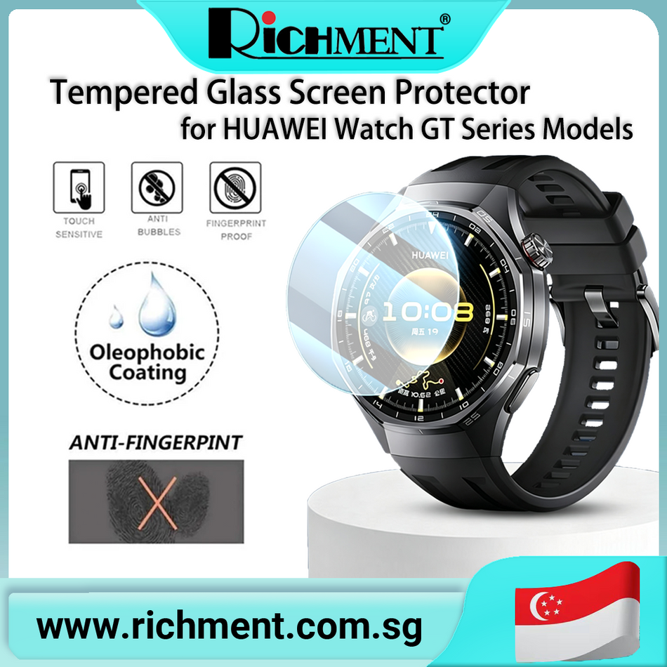 【✅SG Brand🔥】RICHMENT Tempered Glass Screen protector Watch HD Clear/Privacy Film For Huawei Watch GT6 Pro/ Huawei Watch GT5 Pro/Huawei Watch GT4/Huawei WatchGT3