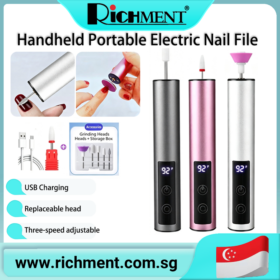 【✅SG Brand🔥】RICHMENT LED Digital Display Rechargeable Electric Nail Drill Machine for Manicure Pedicure Portable Nail File E-File Nail Polisher Gel Removal Tool for Home Salon Use