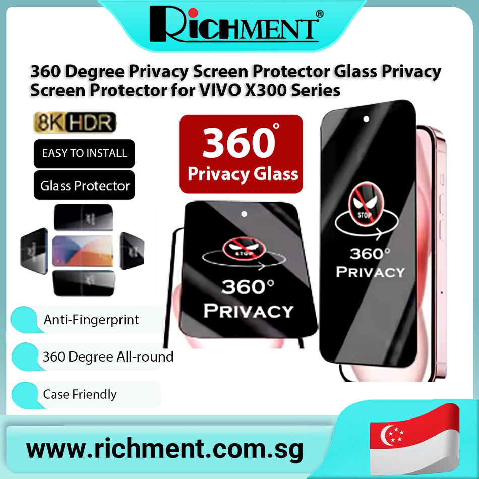 【✅SG Brand🔥】RICHMENT 360 Degree Privacy Ceramics Film Glass Screen Protector for  VIVO X300/X300 Pro/X300 Ultra | Self-Healing Inner/Outer Film | Flexible, Bubble-Free, Anti-Spy, Matte Anti-Glare, Full Coverage Screen Guard