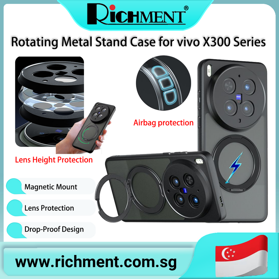 【✅SG Brand🔥】RICHMENT 360° Rotating Magnetic Holder Kickstand bracket phone  Case For VIVO X300/X300S/Vivo X300 Pro/ X300 Ultra