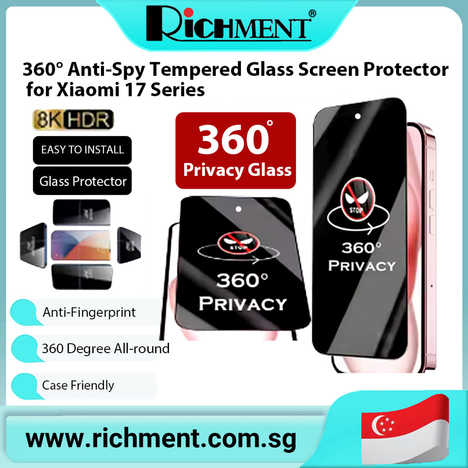【✅SG Brand🔥】RICHMENT 360 Degree Privacy Ceramics Film Glass Screen Protector for xiaomi 17/17 Pro/17 Pro Max/17 Ultra/Xiaomi 15T/Xiaomi 15T Pro/XIAOMI 17T/XIAOMI 17T PRO