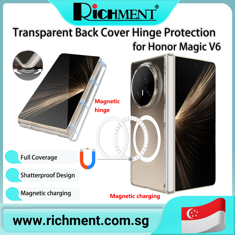 【✅SG Brand🔥】RICHMENT For Honor Magic V6 Case Transparent Magnetic With Shaft Protector Acrylic Cover  Shockproof Bumper Funda  Ultra-Thin Anti-Yellowing Scratch-Resistant