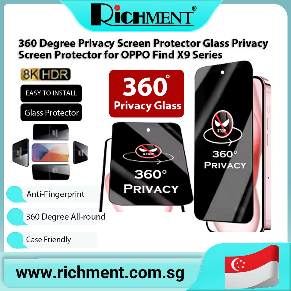 【✅SG Brand🔥】RICHMENT 360 Degree Privacy Ceramics Film Glass Screen Protector for OPPO Find X9/X9 Pro/X9S Pro/X9 Ultra | Self-Healing Inner/Outer Film | Flexible, Bubble-Free, Anti-Spy, Matte Anti-Glare, Full Coverage Screen Guard