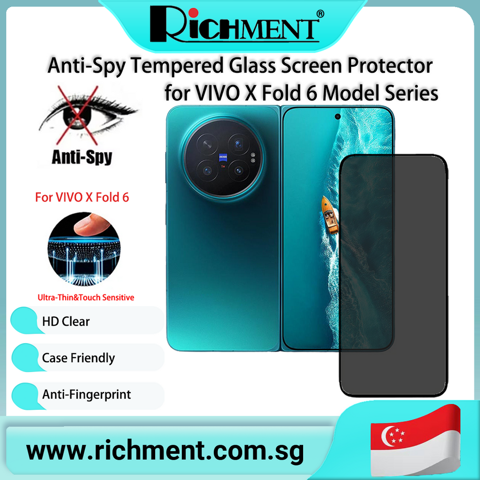 【✅SG Brand✅】RICHMENT  Privacy Tempered Glass Screen Protector Shatterproof  No bubbles Full Coverage For VIVO X Fold 6