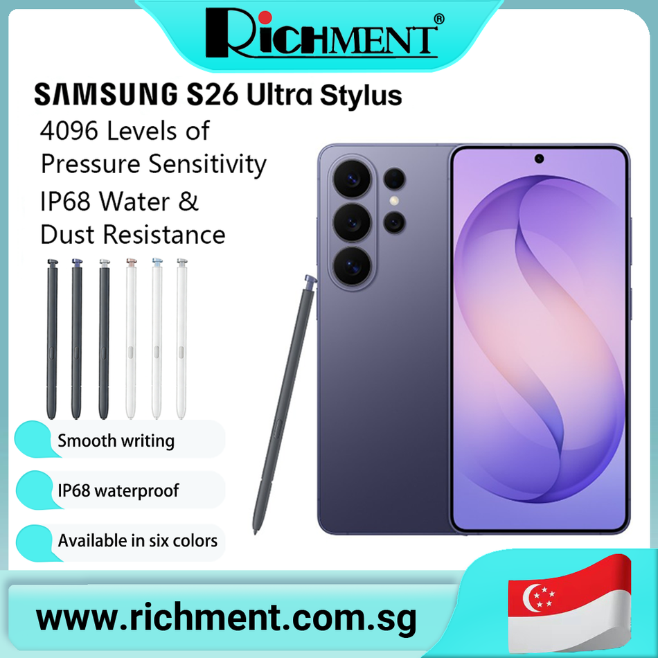 【✅SG Brand🔥】RICHMENT Stylus Pen for Samsung galaxy S26 Ultra /S26 Plus/S26+/S26 Ultra 4096 Pressure Levels IP68 Water Dust Resistant Ultra Lightweight Replacement S Pen High Precision Writing Drawing Pen 10.63cm 2.7g