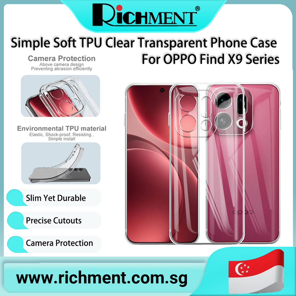 【✅SG Brand🔥】RICHMENT For OPPO Find X9 Ultra/X9 Pro/X9/ X9S Pro Thin TPU Soft Clear Back Cover Phone Case High Transparent lear Slim Cover Shell Anti-Yellowing Scratch Resistant Case