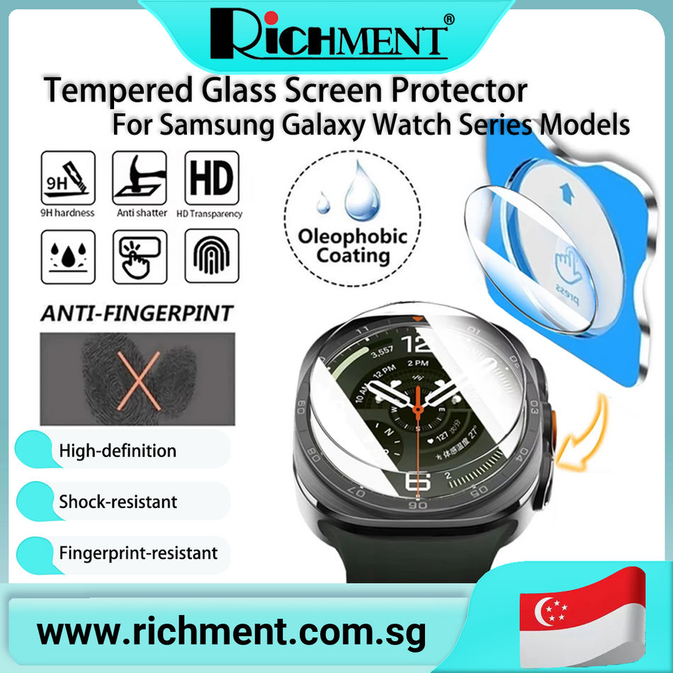 【✅SG Brand🔥】RICHMENT Tempered Glass Screen Protector For Samsung Galaxy Watch 8/Samsung Galaxy Watch 9 40/44mm  2026 With Alignment Tool Accessones