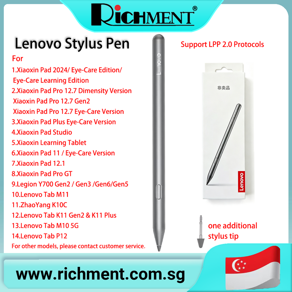 【✅SG Brand🔥】RICHMENT Lenovo Tab Pen Plus Lenovo Stylus Pen Lenovo Pencil Lenovo Smart Bluetooth Pen Tablet writing for Xiaoxin Pad 2024/Xiaoxin Pad Pro 12.7/Xiaoxin Pad Plus/Legion Y700 Gen2/Legion Y700 Gen3/Lenovo Tab K11 Gen2
